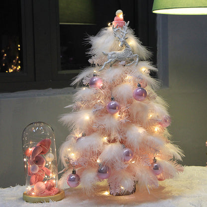Pink Feather Christmas Tree Ornament – Small Desktop Holiday Decoration
