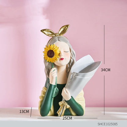 Girl Figurine Resin Sculpture | Abstract Art | Nordic Home Decor