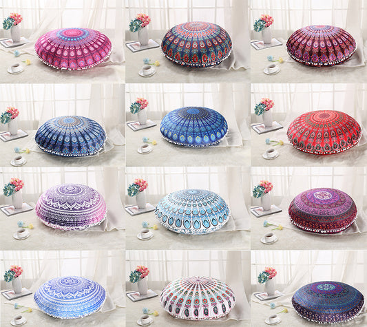 Colorful Mandala Floor Pillow - Bohemian Meditation Cushion