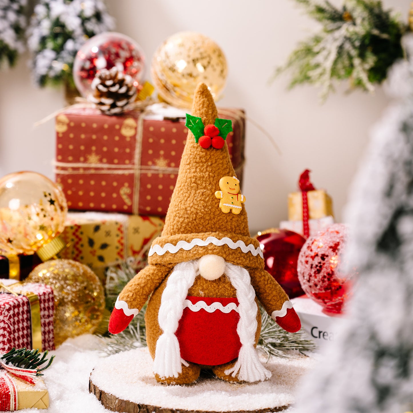 Christmas Fabric Faceless Doll Ornament – Holiday Home Decoration