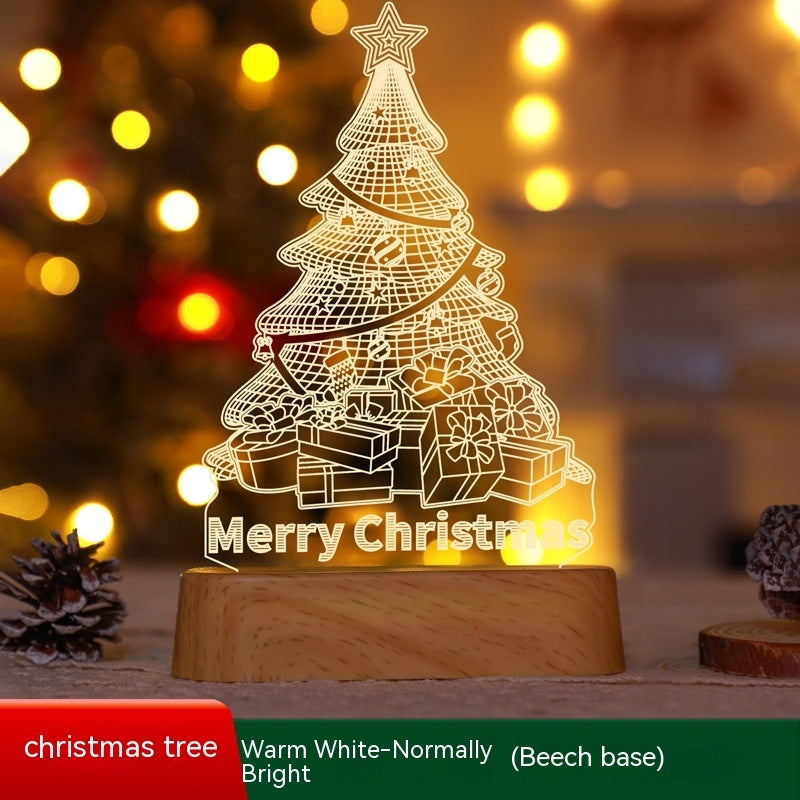3D Acrylic LED Christmas Lamp - Night Light for Holidays, Kids Gifts, and Home Decor