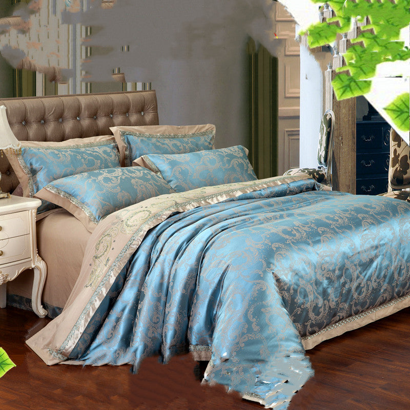 Ice Silk Jacquard Luxury Bedding Set | High-end Linen & Cotton
