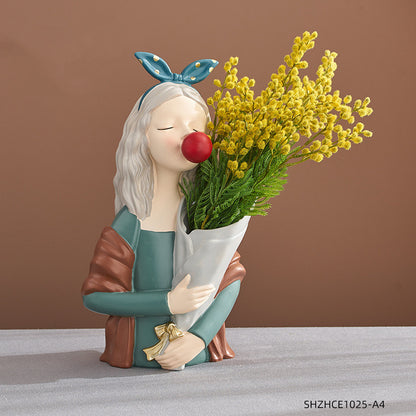 Girl Figurine Resin Sculpture | Abstract Art | Nordic Home Decor