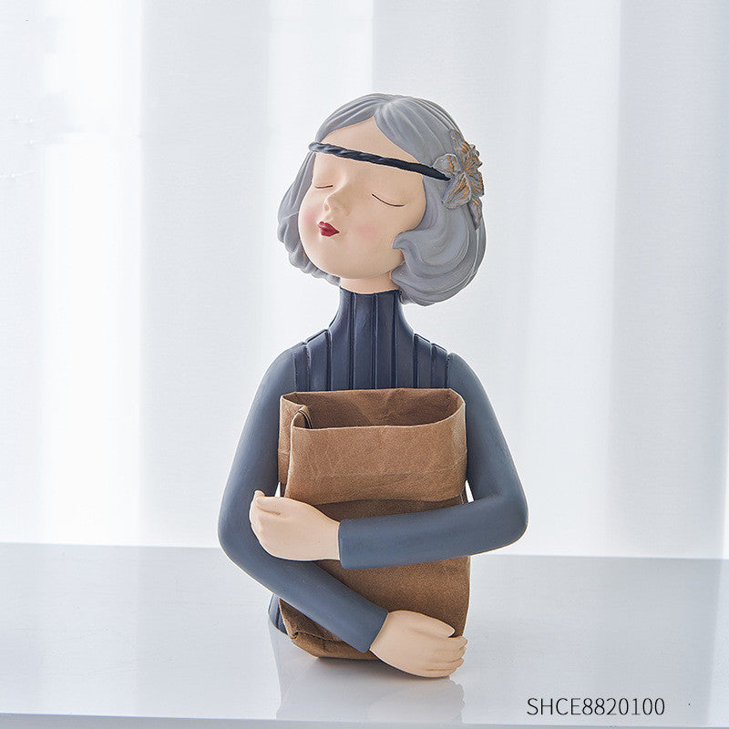 Girl Figurine Resin Sculpture | Abstract Art | Nordic Home Decor