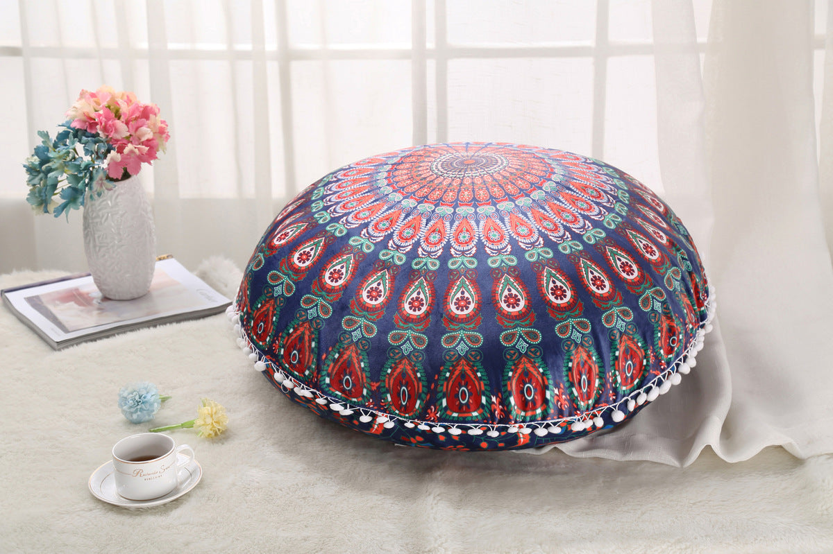Colorful Mandala Floor Pillow - Bohemian Meditation Cushion