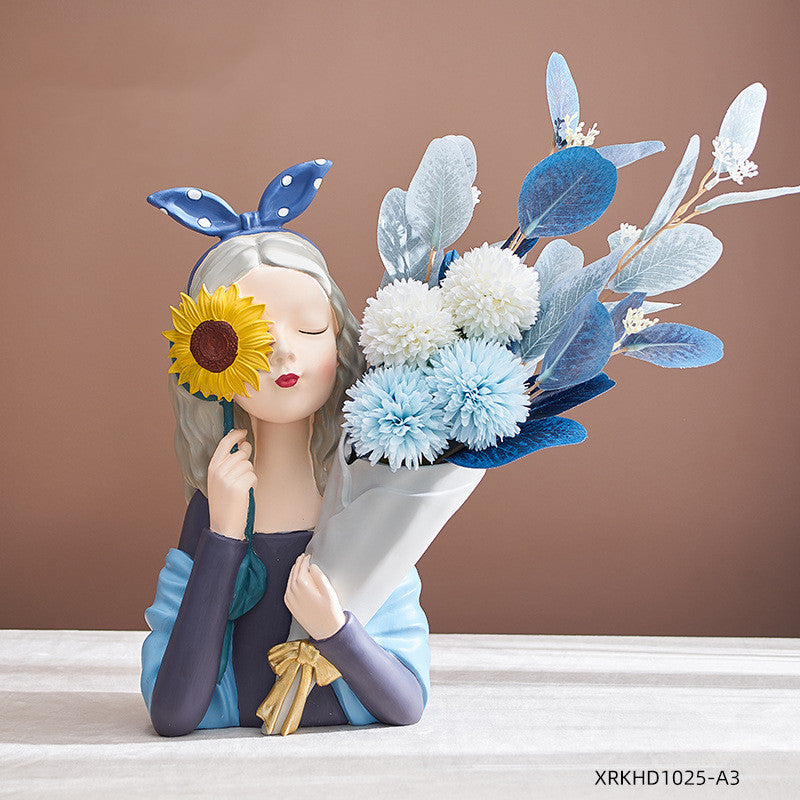 Girl Figurine Resin Sculpture | Abstract Art | Nordic Home Decor