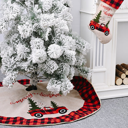 120cm Linen Christmas Tree Skirt - Holiday Tree Decor for Christmas