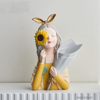 Girl Figurine Resin Sculpture | Abstract Art | Nordic Home Decor