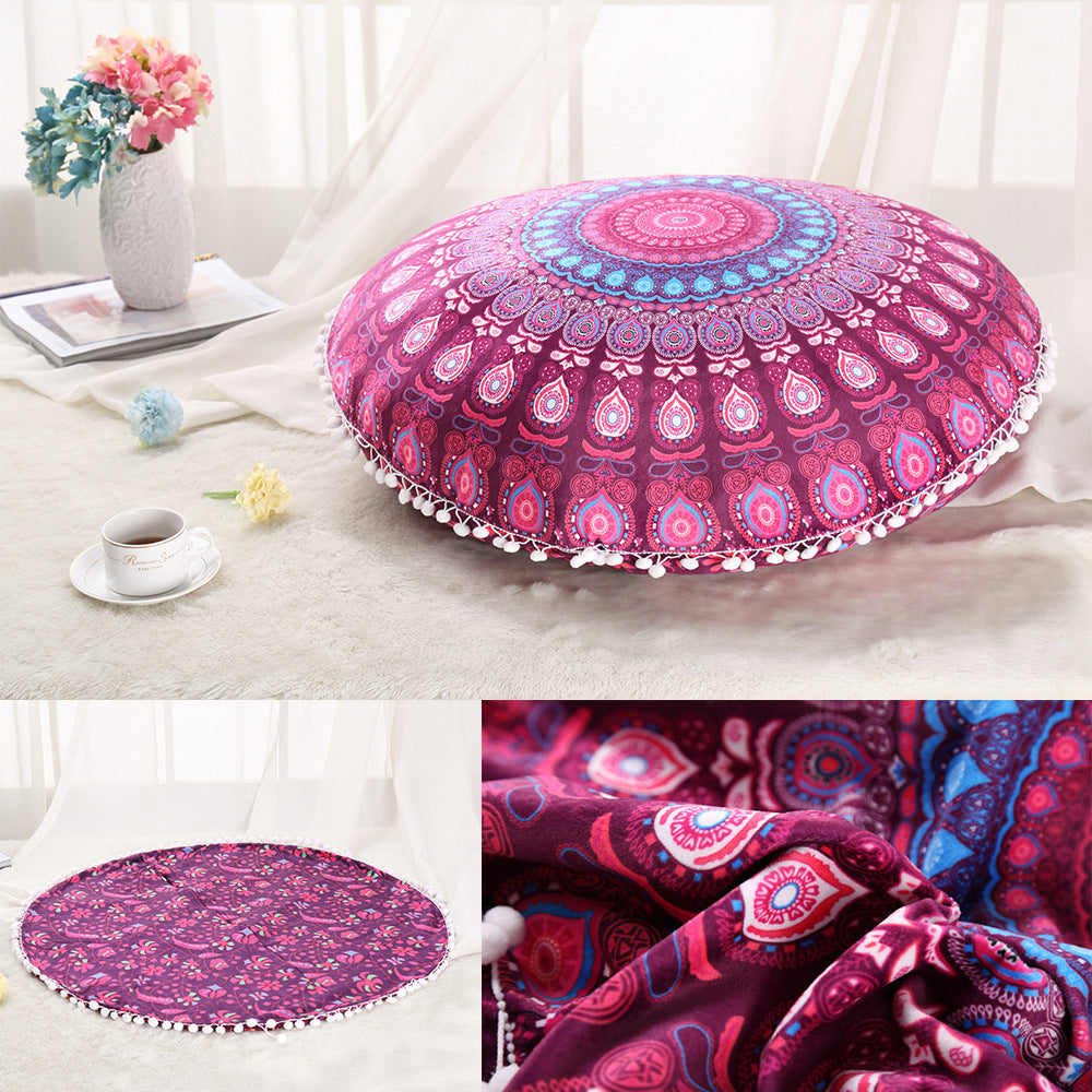 Colorful Mandala Floor Pillow - Bohemian Meditation Cushion