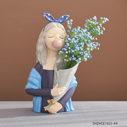 Girl Figurine Resin Sculpture | Abstract Art | Nordic Home Decor
