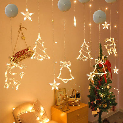 Christmas LED Suction Cup Chandelier - Santa Claus, Elk, Snowman Holiday Window Decor Lights