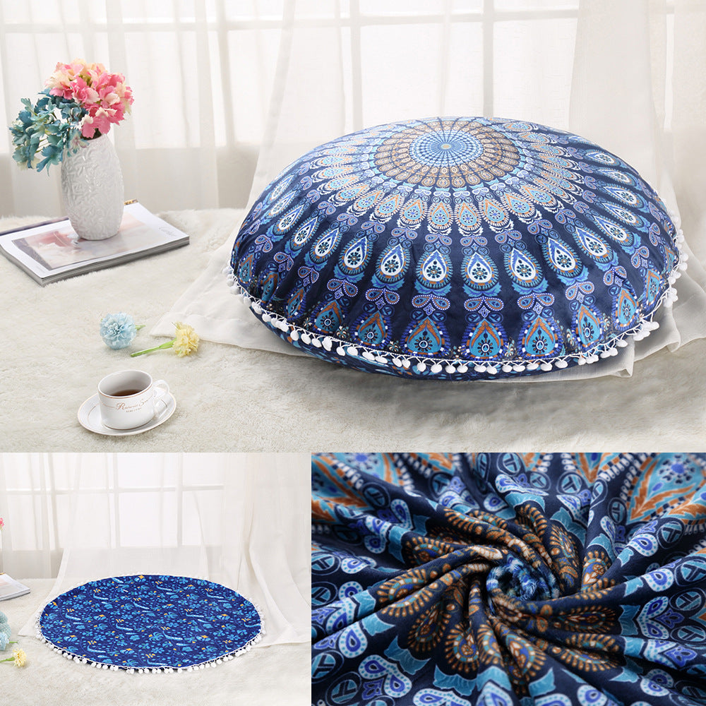 Colorful Mandala Floor Pillow - Bohemian Meditation Cushion