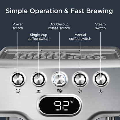 Geek Chef 20 Bar Espresso Machine | With Milk Frother | Home Espresso Maker