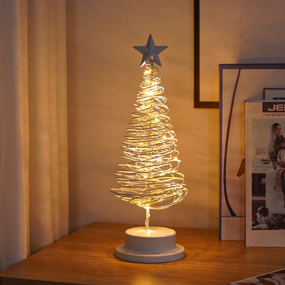 LED Christmas Tree Spiral Table Lamp – Wrought Iron Xmas Tree Night Light & Holiday Decor