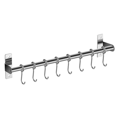 Wall-Mounted Stainless Steel Utensil Rack - Kitchen Rail with 6/8/10 Hooks