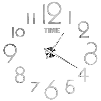2D/3D Large Roman Numeral Acrylic Mirror Wall Clock - DIY Quartz Clock