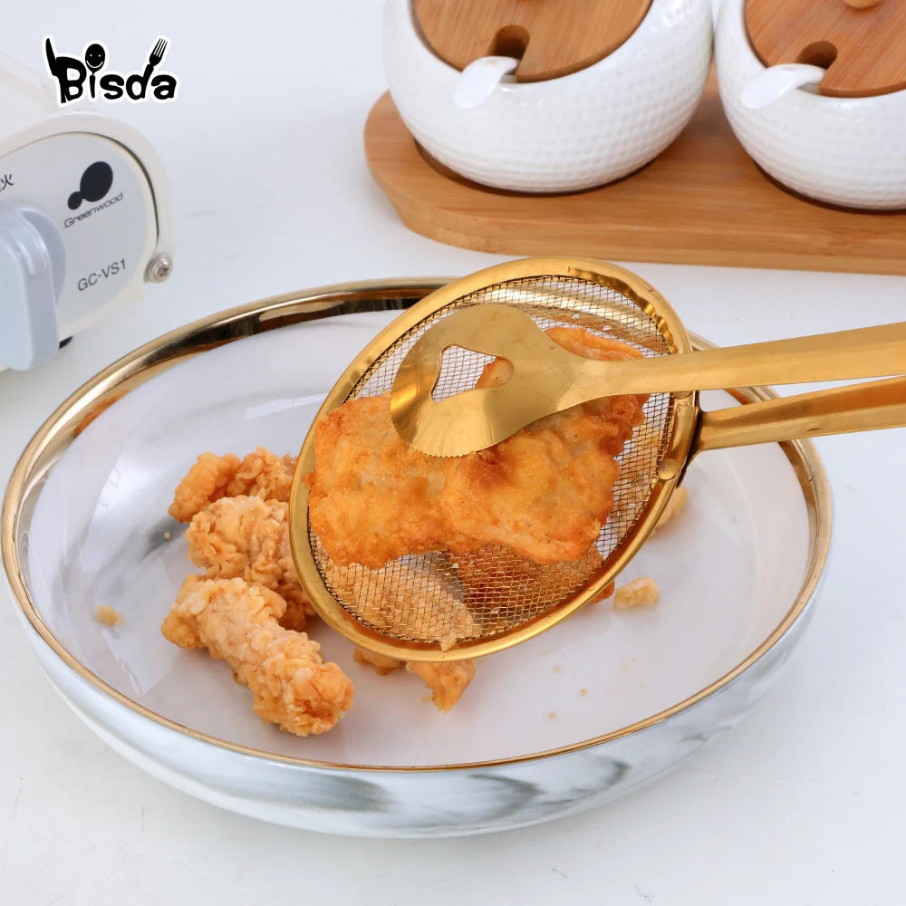 Gold Stainless Steel Strainer Clips - Filter Clip Spoon for Food Preparation
