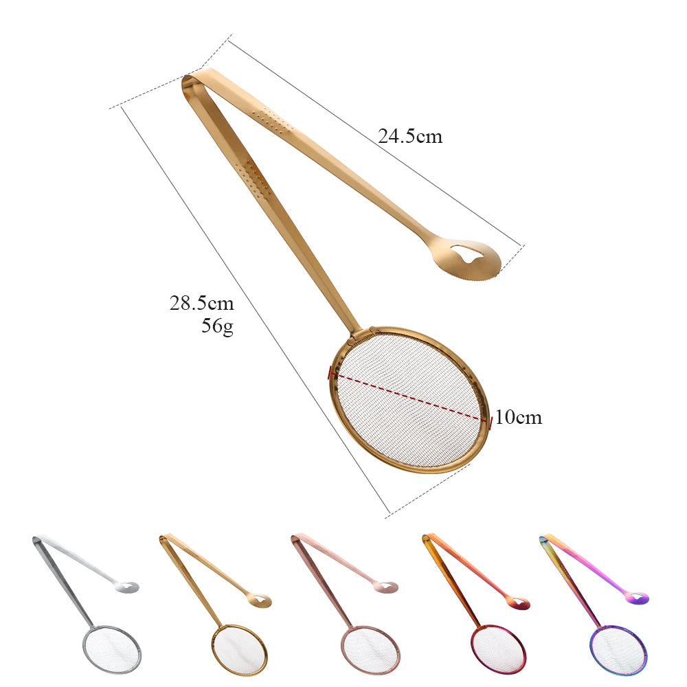 Gold Stainless Steel Strainer Clips - Filter Clip Spoon for Food Preparation