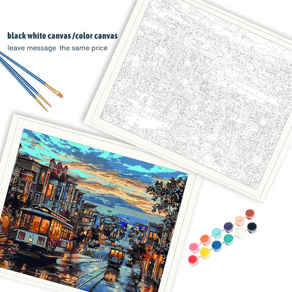 Cityscape Paint By Numbers Kit - DIY Canvas Painting