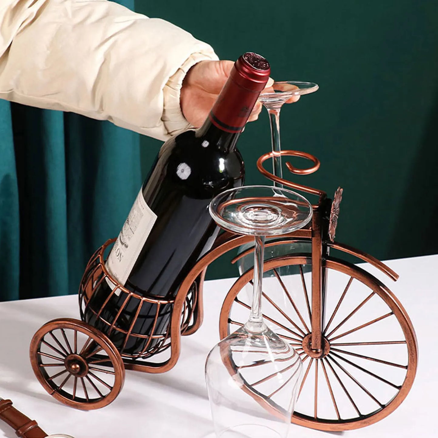 Creative Metal Wine Rack - Vintage Wine Bottle and Glass Holder