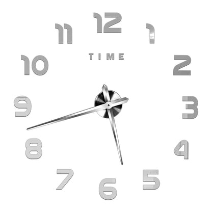 2D/3D Large Roman Numeral Acrylic Mirror Wall Clock - DIY Quartz Clock