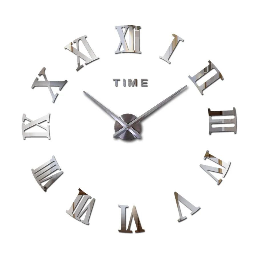 3D Big Acrylic Mirror Wall Clock - DIY Quartz Watch