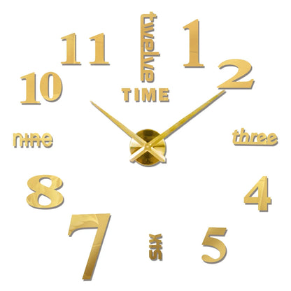 2D/3D Large Roman Numeral Acrylic Mirror Wall Clock - DIY Quartz Clock