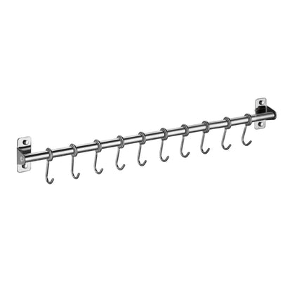 Wall-Mounted Stainless Steel Utensil Rack - Kitchen Rail with 6/8/10 Hooks