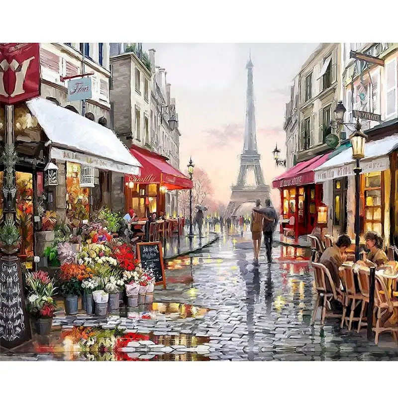 Cityscape Paint By Numbers Kit - DIY Canvas Painting