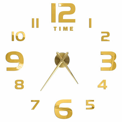 2D/3D Large Roman Numeral Acrylic Mirror Wall Clock - DIY Quartz Clock