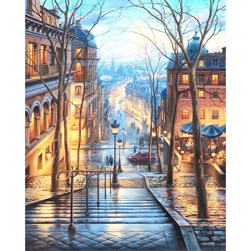 Cityscape Paint By Numbers Kit - DIY Canvas Painting