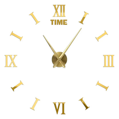 2D/3D Large Roman Numeral Acrylic Mirror Wall Clock - DIY Quartz Clock