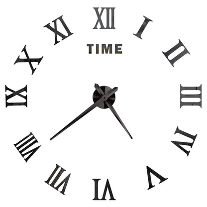 2D/3D Large Roman Numeral Acrylic Mirror Wall Clock - DIY Quartz Clock