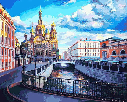 Cityscape Paint By Numbers Kit - DIY Canvas Painting