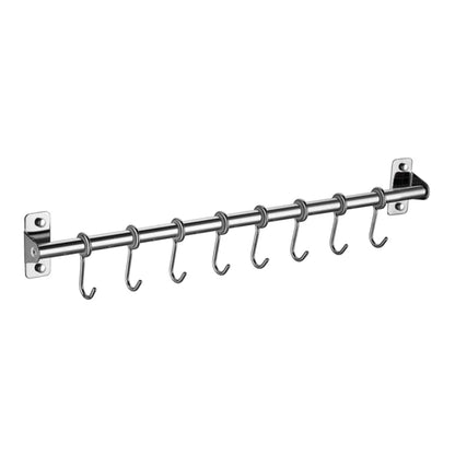 Wall-Mounted Stainless Steel Utensil Rack - Kitchen Rail with 6/8/10 Hooks