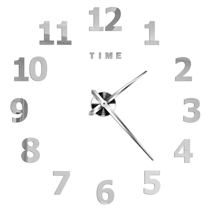 2D/3D Large Roman Numeral Acrylic Mirror Wall Clock - DIY Quartz Clock