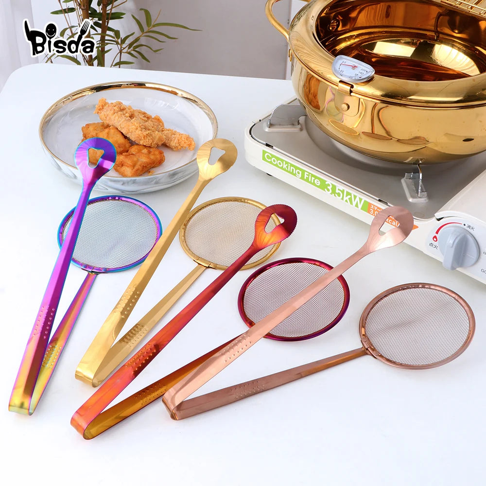 Gold Stainless Steel Strainer Clips - Filter Clip Spoon for Food Preparation