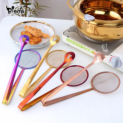 Gold Stainless Steel Strainer Clips - Filter Clip Spoon for Food Preparation