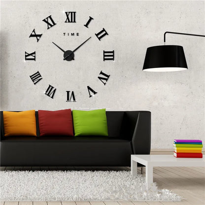 3D Big Acrylic Mirror Wall Clock - DIY Quartz Watch