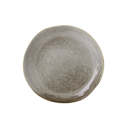 Japanese Ceramic Dinner Plate & Rice Bowl Set - Retro Gray Tableware