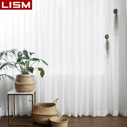 LISM 30% Shading White Sheer Curtains – Modern Tulle Voile for Living Room & Kitchen