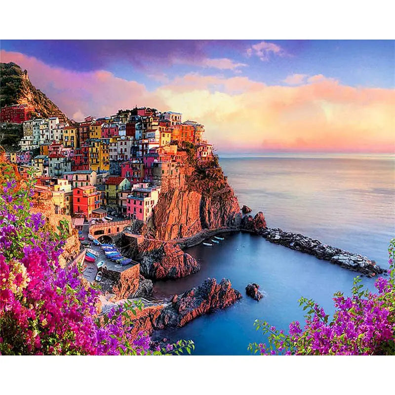 Cityscape Paint By Numbers Kit - DIY Canvas Painting