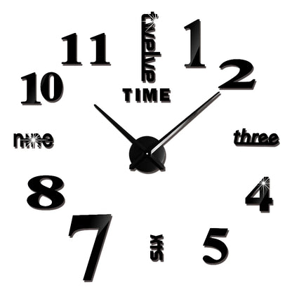2D/3D Large Roman Numeral Acrylic Mirror Wall Clock - DIY Quartz Clock