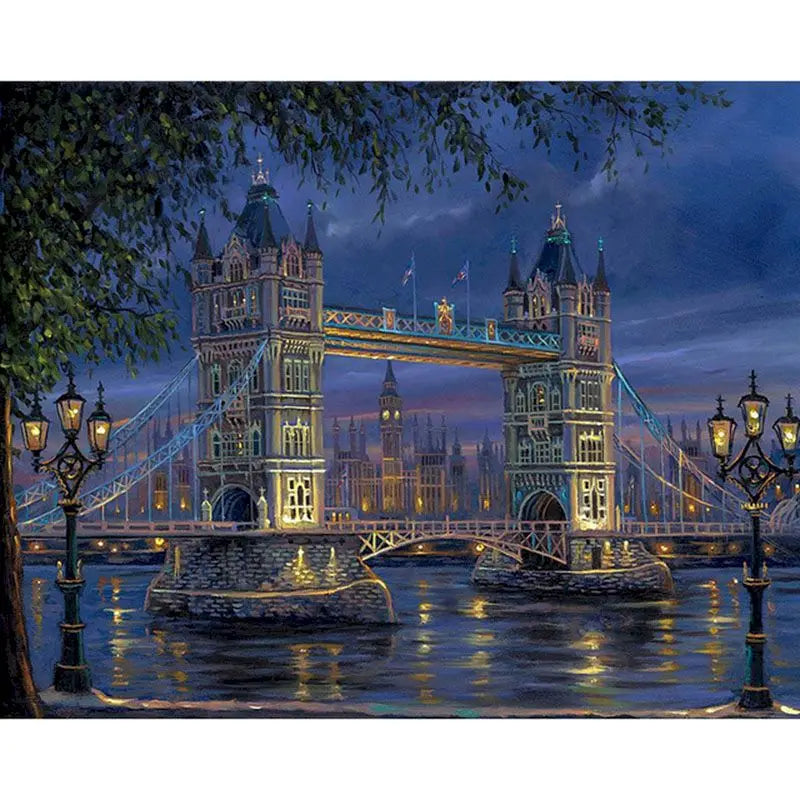 Cityscape Paint By Numbers Kit - DIY Canvas Painting