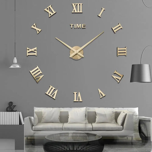 3D Big Acrylic Mirror Wall Clock - DIY Quartz Watch