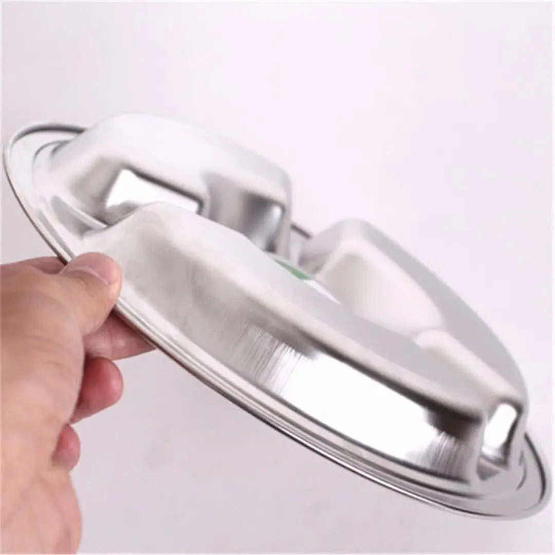 Stainless Steel Round Divided Dinner Plate - 3-Section Snack Tray for Kids