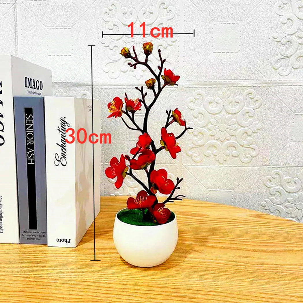Bonsai Silk Flowers Plum Artificial Potted Plants Blossoms Simulation Winter Plum