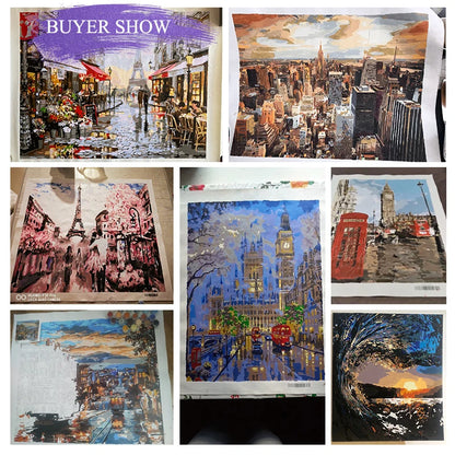 Cityscape Paint By Numbers Kit - DIY Canvas Painting
