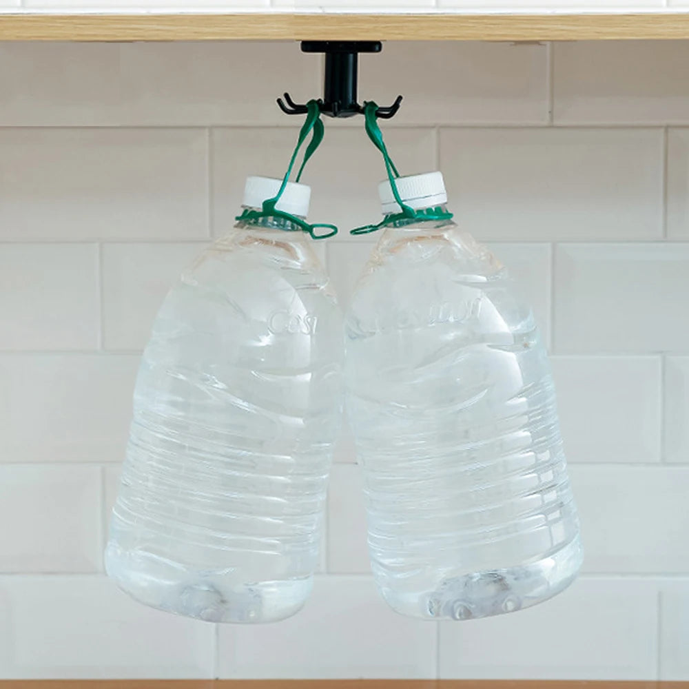 Wall-Mounted Kitchen Organizer Rack with 6 Removable Hooks - Utensil Holder & Rotatable Hanger  Optimized Description: