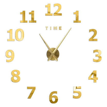 2D/3D Large Roman Numeral Acrylic Mirror Wall Clock - DIY Quartz Clock